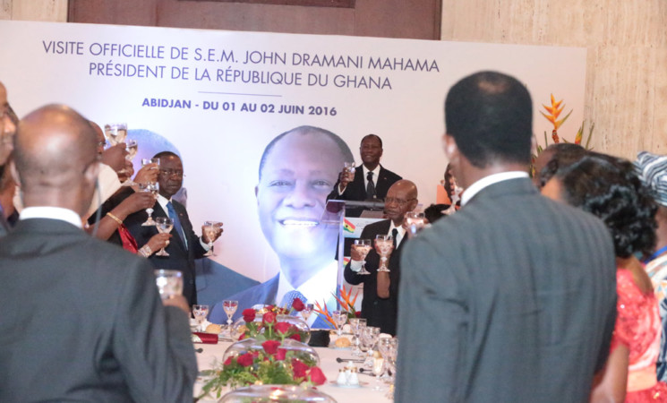 Allocution de Son Excellence Monsieur Alassane Ouattara, Président de la République de Côte d’Ivoire a l’occasion du dîner officiel offert en l’honneur de Son Excellence Monsieur John Dramani Mahama