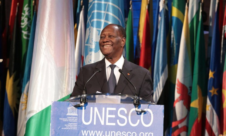 Discours de S.E.M Alassane OUATTARA, lors de la cérémonie solennelle de remise du Prix HOUPHOUËT-BOIGNY pour la Recherche de la  Paix, au siège de l'UNESCO