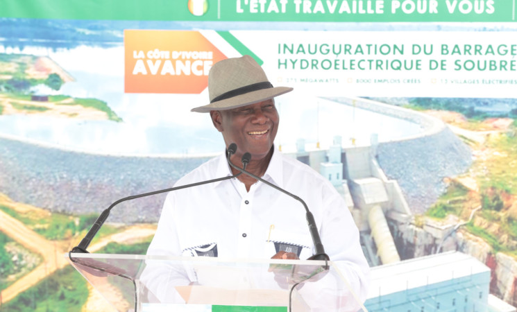 ALLOCUTION DE SEM ALASSANE OUATTARA A L'INAUGURATION  DU BARRAGE HYDROELECTRIQUE DE SOUBRE ET POSE DE LA PREMIERE PIERRE DU BARRAGE HYDROELECTRIQUE DE GRIBO POPOLI