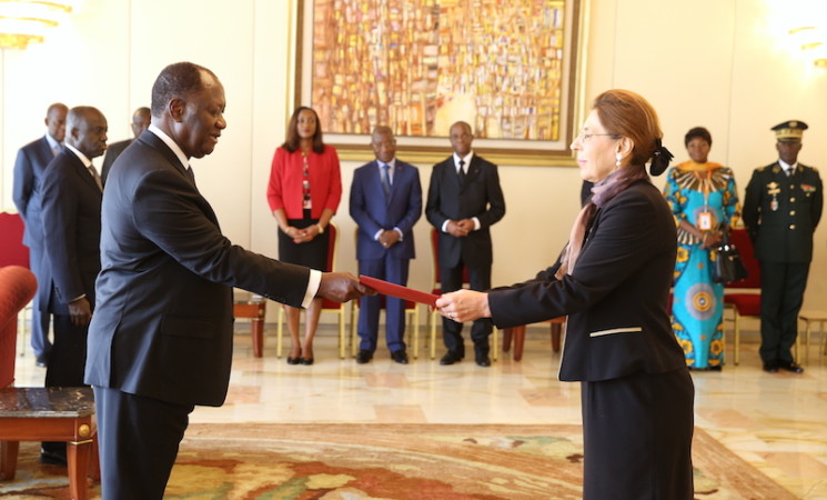 Le Chef de l’Etat a reçu les Lettres de créance de quatre nouveaux Ambassadeurs accrédités en Côte d’Ivoire