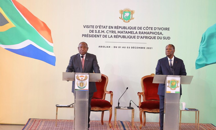 Le Chef de l’Etat a eu un entretien avec son homologue d’Afrique du Sud en Visite d’Etat en Côte d’Ivoire